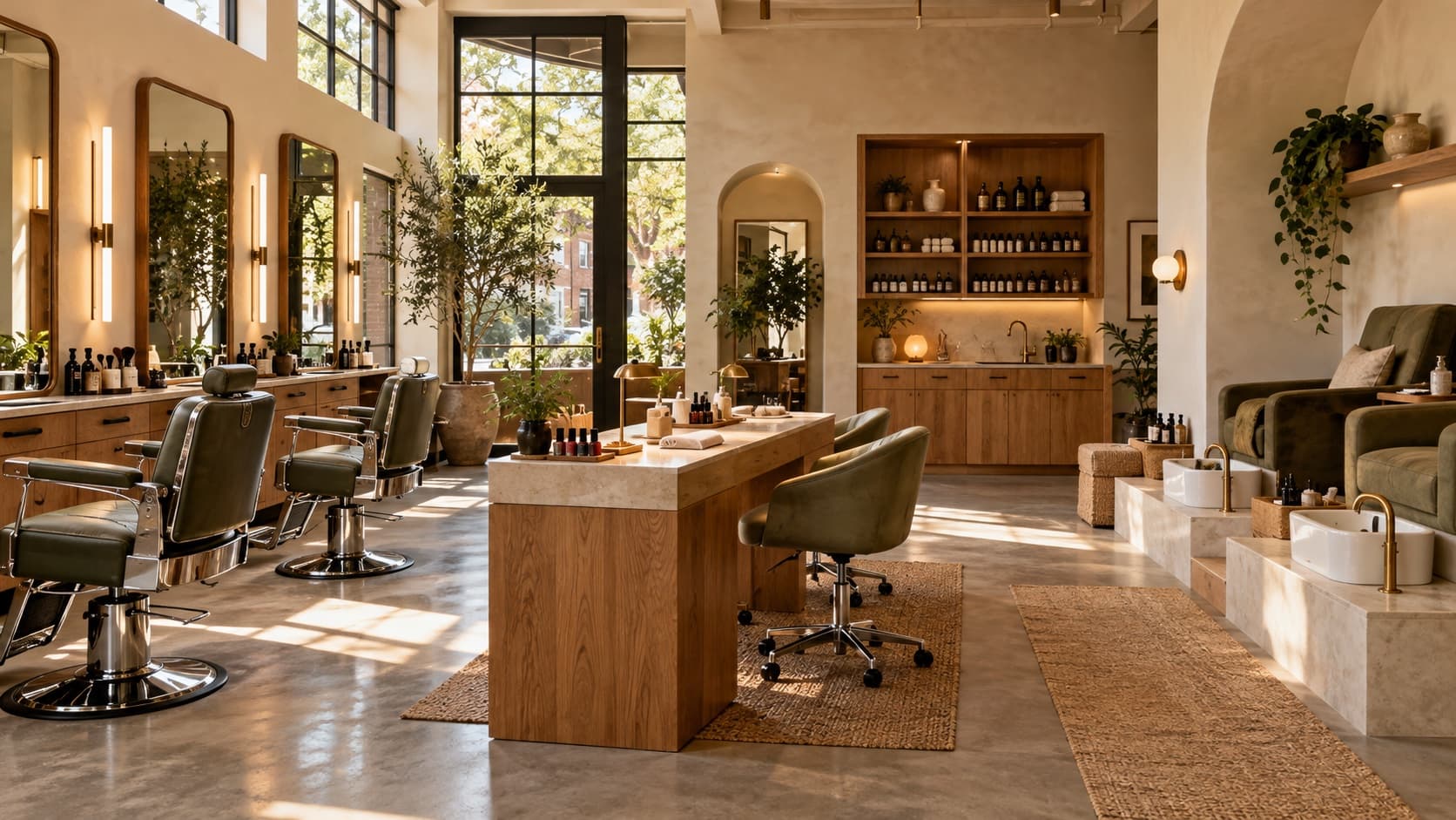 Every image on this website is AI-generated for this demo. These are fictional scenes, not photos of a real salon or its work.